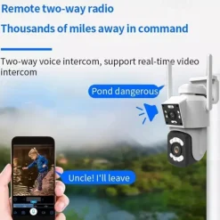 2.4G WIFI Security CCTV Camera Dual Len Wireless IP Camera Two-Way Audio Talk Auto Tracking Waterproof Network Camera Digital Zoom Surveillance PTZ Camera