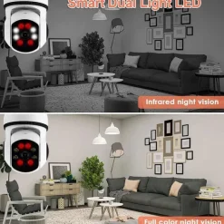 5G WIFI Surveillance 360 Rotate Auto Tracking Panoramic Camera Wireless E27 PTZ Camera CCTV IR Night Vision Motion Detection Two-Way Audio