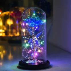 Galaxy Rose Lamps Flowers Rose Eternal Rose in Glass Led Light Up Rose Dome Decor Valentines Day Gifts for Women Girlfriend Wife Mothers Day Wedding