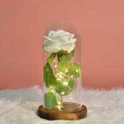 Galaxy Rose Lamps Simulated Rose 24k Gold Foil Rose Glass Led Light Light Up Rose In Glass Gift for Valentine's Day