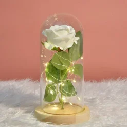 Galaxy Rose Lamps Simulated Rose 24k Gold Foil Rose Glass Led Light Light Up Rose In Glass Gift for Valentine's Day