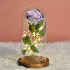 Galaxy Rose Lamps Simulated Rose 24k Gold Foil Rose Glass Led Light Light Up Rose In Glass Gift for Valentine's Day