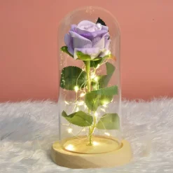 Galaxy Rose Lamps Simulated Rose 24k Gold Foil Rose Glass Led Light Light Up Rose In Glass Gift for Valentine's Day