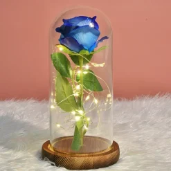 Galaxy Rose Lamps Simulated Rose 24k Gold Foil Rose Glass Led Light Light Up Rose In Glass Gift for Valentine's Day