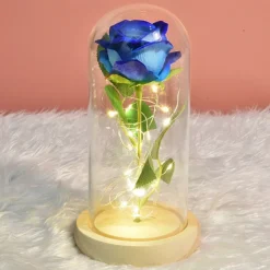 Galaxy Rose Lamps Simulated Rose 24k Gold Foil Rose Glass Led Light Light Up Rose In Glass Gift for Valentine's Day