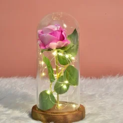 Galaxy Rose Lamps Simulated Rose 24k Gold Foil Rose Glass Led Light Light Up Rose In Glass Gift for Valentine's Day