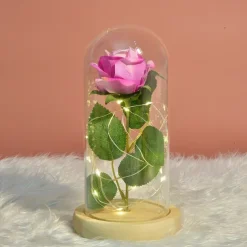 Galaxy Rose Lamps Simulated Rose 24k Gold Foil Rose Glass Led Light Light Up Rose In Glass Gift for Valentine's Day