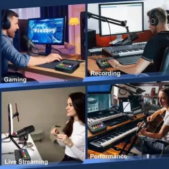 Gaming Audio Mixer Streaming 5-Channel RGB Mixer for Game Voice Podcast Live Broadcast