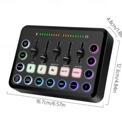 Gaming Audio Mixer Streaming 5-Channel RGB Mixer for Game Voice Podcast Live Broadcast