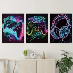 Gaming Wall Art Canvas Gaming Game Controller Prints and Posters Pictures Decorative Fabric Painting For Living Room Pictures No Frame