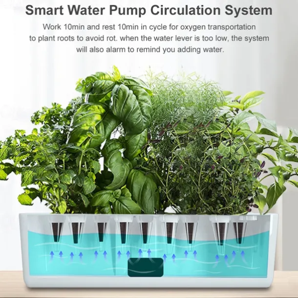 Garden Hydroponics Growing System Indoor Herb Garden Kit Automatic Timing LED Grow Lights Smart Water Pump for Home Flower Pots