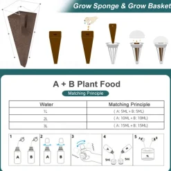 Garden Hydroponics Growing System Indoor Herb Garden Kit Automatic Timing LED Grow Lights Smart Water Pump for Home Flower Pots