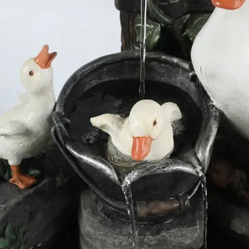 Garden Statue Solar Lights Animal Landscape Lights Led Garden Lights Resin Duck Squirrel Water Fountain Statue for Outdoor Patio Decor