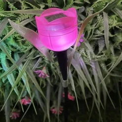 Garden Tulip Flower Shape Led Solar Powered Waterproof Tube Lawn Lights Decoration For Yard Outdoor Party Supplies