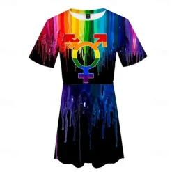 Gay Pride Rainbow Flag LGBT LGBTQ Dress Rainbow 3D Graphic For Women's Adults' Carnival 3D Print Pride Parade Pride Month