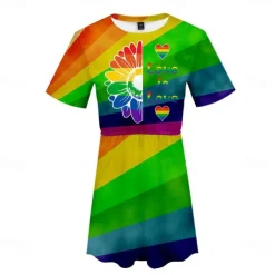 Gay Pride Rainbow Flag LGBT LGBTQ Dress Rainbow 3D Graphic For Women's Adults' Carnival 3D Print Pride Parade Pride Month