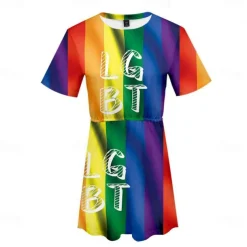 Gay Pride Rainbow Flag LGBT LGBTQ Dress Rainbow 3D Graphic For Women's Adults' Carnival 3D Print Pride Parade Pride Month