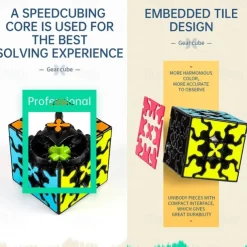 Gear Cube 3x3 with Three-Dimensional Gear Structure Embedded Tile Design Magic Cube 3x3x3 Puzzles Toys (57mm) Suitable for Brain Development Puzzle Games for Adults
