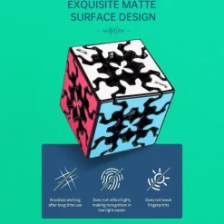 Gear Cube 3x3 with Three-Dimensional Gear Structure Embedded Tile Design Magic Cube 3x3x3 Puzzles Toys (57mm) Suitable for Brain Development Puzzle Games for Adults