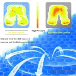 Gel Seat Cushion Pressure Relief Cushion Cooling Thick Big Breathable Honeycomb Gel Cushion Absorbs Pressure Points With Non-Slip Cover Wheelchair