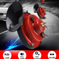 Generation Loud Train Horns For Cars, 12V Waterproof Air Horns Replacement Kit, Car Air Electric Snail Double Horn, Automotive Accessories Universal for Car, Motorcycle, Truck, Bike, Boat