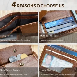 Genuine leather wallet top layer cowhide coin purse multi card horizontal wallet high-end business wallet suitable for both men and women perfect holiday gift