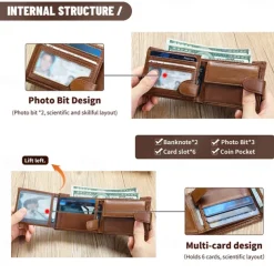 Genuine leather wallet top layer cowhide coin purse multi card horizontal wallet high-end business wallet suitable for both men and women perfect holiday gift