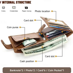 Genuine leather wallet top layer cowhide coin purse multi card horizontal wallet high-end business wallet suitable for both men and women perfect holiday gift