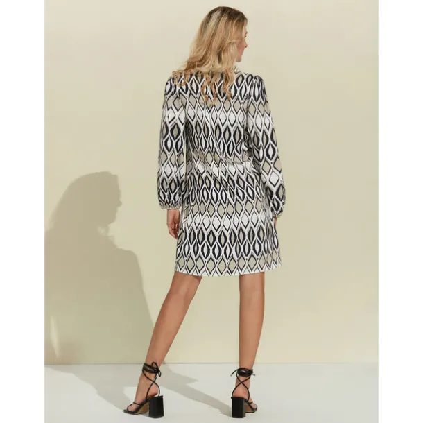 Geometric Long Sleeve Mini Shirt Dress