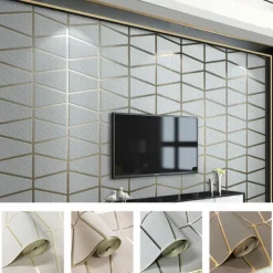 Geometric Wallpaper 3D Wall Murals Non-woven Fabric Imitation Deerskin Velvet Wallpaper Adhesive Required for Bedroom Living Room TV Background Home Decoration 53x950/20.87''x374''