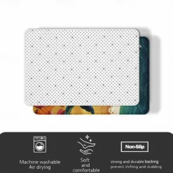 Geometric Woodland Runner Rug Kitchen Mat Non-Slip Oil Proof Rug Indoor Outdoor Mat Bedside Bedroom Decor Bathroom Mat Entrance Rug Door Mat