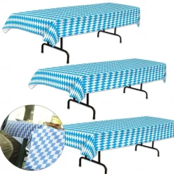 German Oktoberfest Tablecloth Bavarian Oktoberfest Blue and White Plaid Tablecloth PE Tablecloth