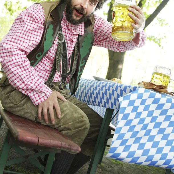 German Oktoberfest Tablecloth Bavarian Oktoberfest Blue and White Plaid Tablecloth PE Tablecloth