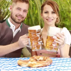 German Oktoberfest Tablecloth Bavarian Oktoberfest Blue and White Plaid Tablecloth PE Tablecloth