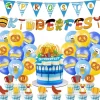 German Oktoberfest Theme Party Set Blue And White Plaid Pull Flag Cake Card Balloon Party Decoration