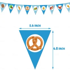 German Oktoberfest Theme Party Set Blue And White Plaid Pull Flag Cake Card Balloon Party Decoration