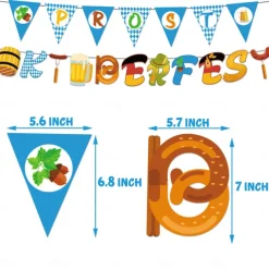 German Oktoberfest Theme Party Set Blue And White Plaid Pull Flag Cake Card Balloon Party Decoration