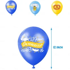 German Oktoberfest Theme Party Set Blue And White Plaid Pull Flag Cake Card Balloon Party Decoration