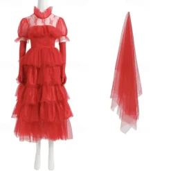Ghost Bride Lydia Deetz Halloween Dress Headpiece Beetlejuice Horror Movie Cosplay Costume Adults' Women's Masquerade Party / Evening Easy Halloween Costumes Dress Up