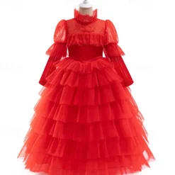 Ghost Bride Lydia Deetz Halloween Dress Beetlejuice Horror Movie Vintage Dress Dress Up Kid's Girls' Masquerade Party / Evening Easy Halloween Costumes Dress Up