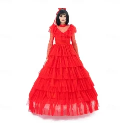 Ghost Bride Lydia Deetz Halloween Dress Headpiece Beetlejuice Horror Movie Dresses Dress Up Adults' Women's Masquerade Party / Evening Easy Halloween Costumes Dress Up