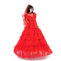 Ghost Bride Lydia Deetz Halloween Dress Headpiece Beetlejuice Horror Movie Dresses Dress Up Adults' Women's Masquerade Party / Evening Easy Halloween Costumes Dress Up