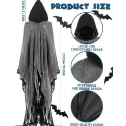 Ghost Grim Reaper Halloween Cosplay Costume Party Costume Hooded Cloak Outfits Scary Costume Adults' Men's Women's Masquerade Mardi Gras Performance Party Halloween Easy Halloween Costumes Dress Up