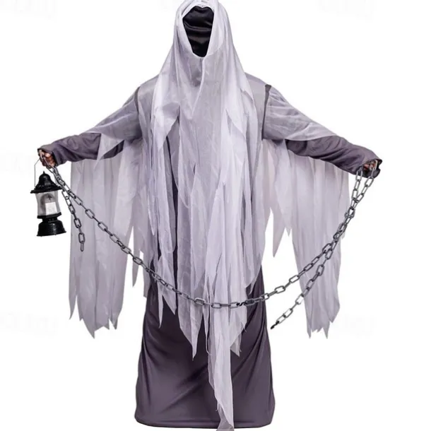 Ghost Halloween Cosplay Costume Cloak Horror Cosplay Costume Scary Costume Adults' Men's Women's Unisex Masquerade Mardi Gras Party Halloween Masquerade Easy Halloween Costumes Dress Up