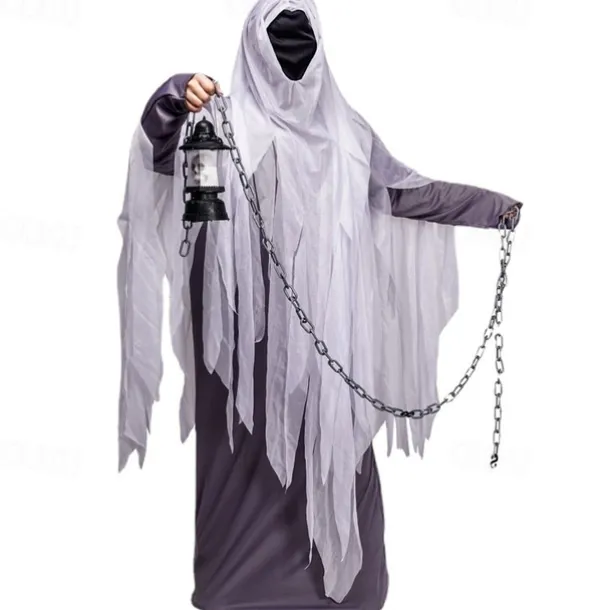 Ghost Halloween Cosplay Costume Cloak Horror Cosplay Costume Scary Costume Adults' Men's Women's Unisex Masquerade Mardi Gras Party Halloween Masquerade Easy Halloween Costumes Dress Up