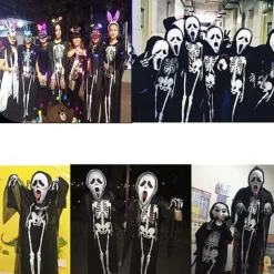 Ghostface Costume Mask Gloves Devil Ghost Skeleton Cosplay Costumes Horror Masks Ghost Face Scream Helmet Creepy Halloween Party Masquerade