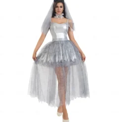 Ghostly Bride Devil Halloween Dress Outfits Cosplay Adults' Women's Halloween Performance Party Stage Easy Halloween Costumes Dress Up