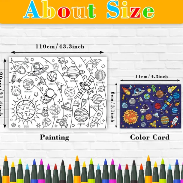 Giant Coloring Poster For Classroom Wall - Birthday Activity Poster/Table Cover, Perfect For School Parties, Birthday Party And Special Events Decoration