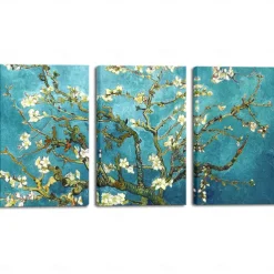 Giclee Canvas Prints Wall Art for Wall Decor by Van Gogh Paintings Almond Blossom Modern 3 Piece Stretched and Framed Abstract Flowers Artwork Home Office Decorations