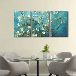 Giclee Canvas Prints Wall Art for Wall Decor by Van Gogh Paintings Almond Blossom Modern 3 Piece Stretched and Framed Abstract Flowers Artwork Home Office Decorations